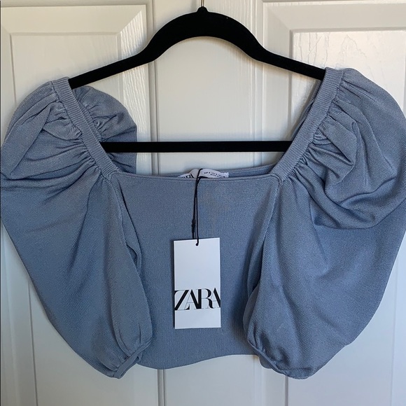 Zara Tops Zara Light Blue Crop Top Poshmark
